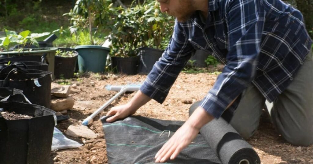 do you put soil on top of landscape fabric