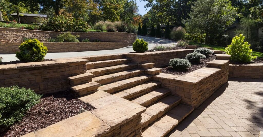 how to build stairs using landscape blocks